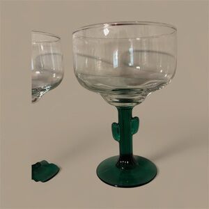 Libbey Green Cactus Stem Margarita Glasses (Set of 4) 12oz vintage